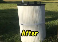The same cartridge filter after, clean and clear