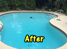 The same pool after, clean and clear